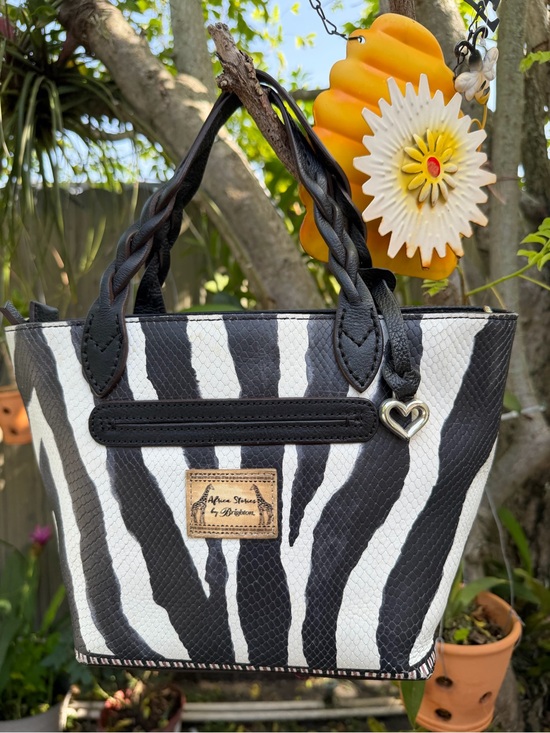 Brighton Handbags - Brighton Africa Stories Zebra Butterfly Tote Bag Black White Embroidered Handbag